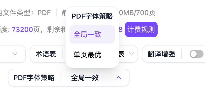 PDF Font Strategy setting example